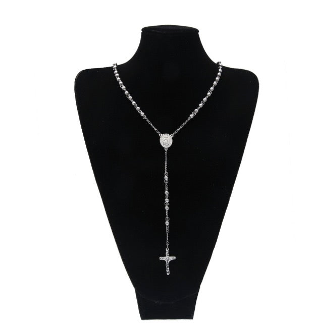 Long Pendant Sweater Necklace with Cross and Elements