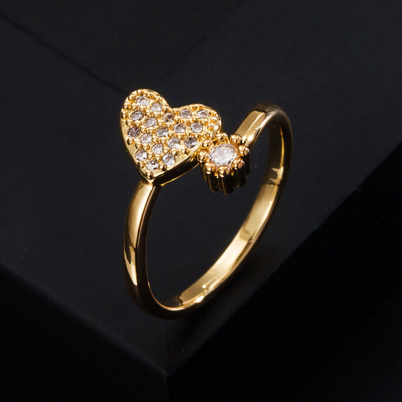 Gold-plated geometric zircon ring