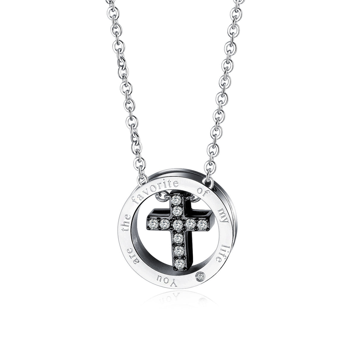 Stylish Titanium Steel Couple Necklace with Cross Pendant