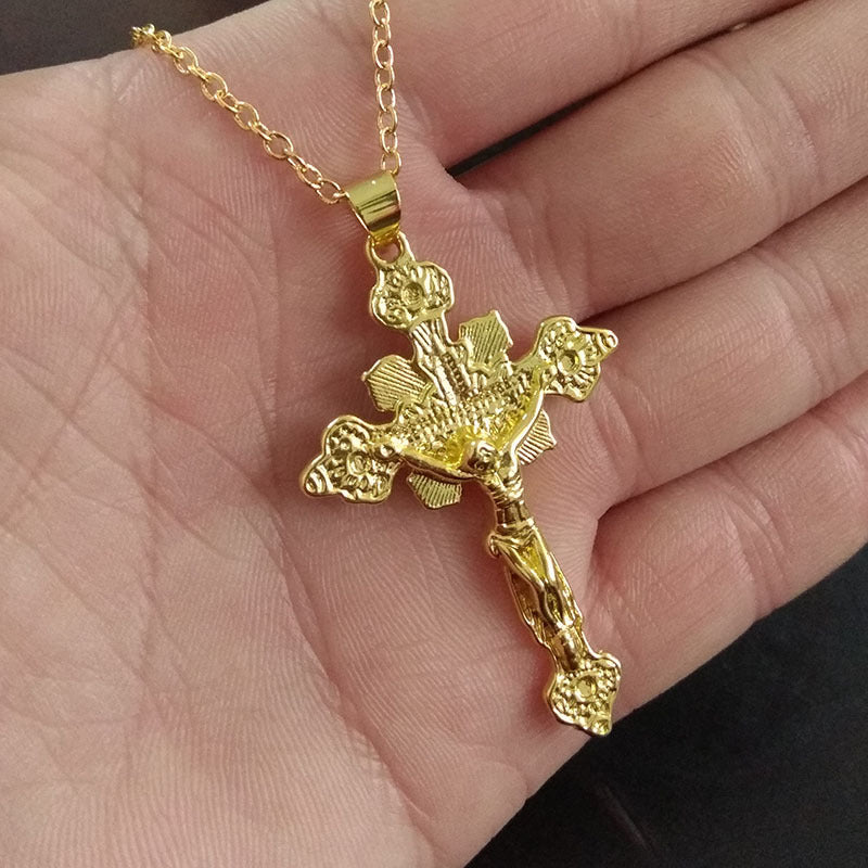 Fashion 925 Jesus Cross Pendant Necklace for Sweaters