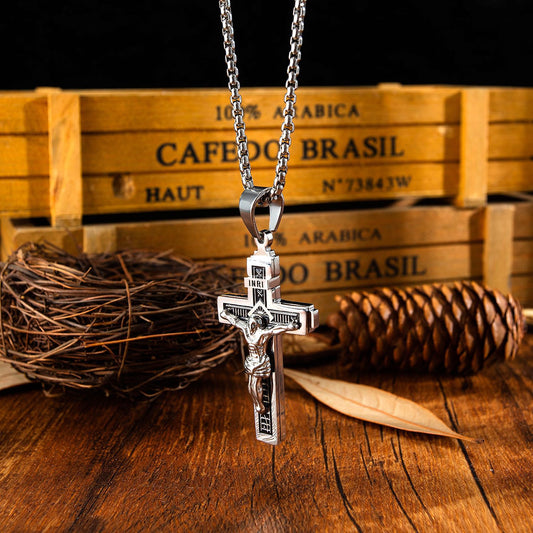 Retro Hip Hop Titanium Steel Men's Cross Necklace