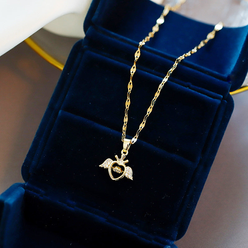 Korean Style Sweet Angel Wings Titanium Steel Necklace