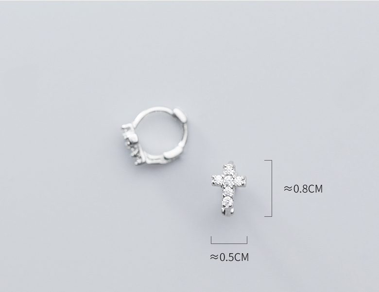 Silver simple cross stud earrings