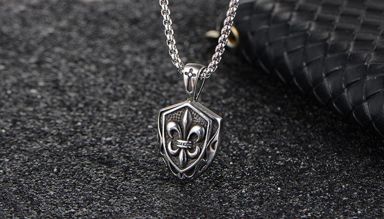 Vintage Punk Rock Pendant with Cross and Shield Design