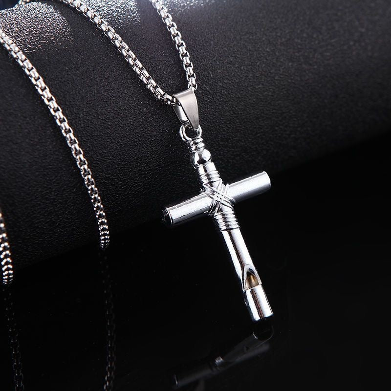 Colar de Diamantes com Cruz Retrô para Homem