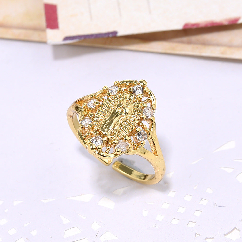 18K Gold Copper Plated Ring with Micro Zircon