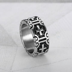 Men's Vintage Creative Cross Ring in Titanium Steel