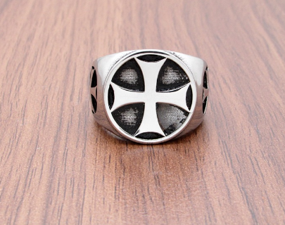 Retro Titanium Steel Cross Ring for Men's Punk Fashion