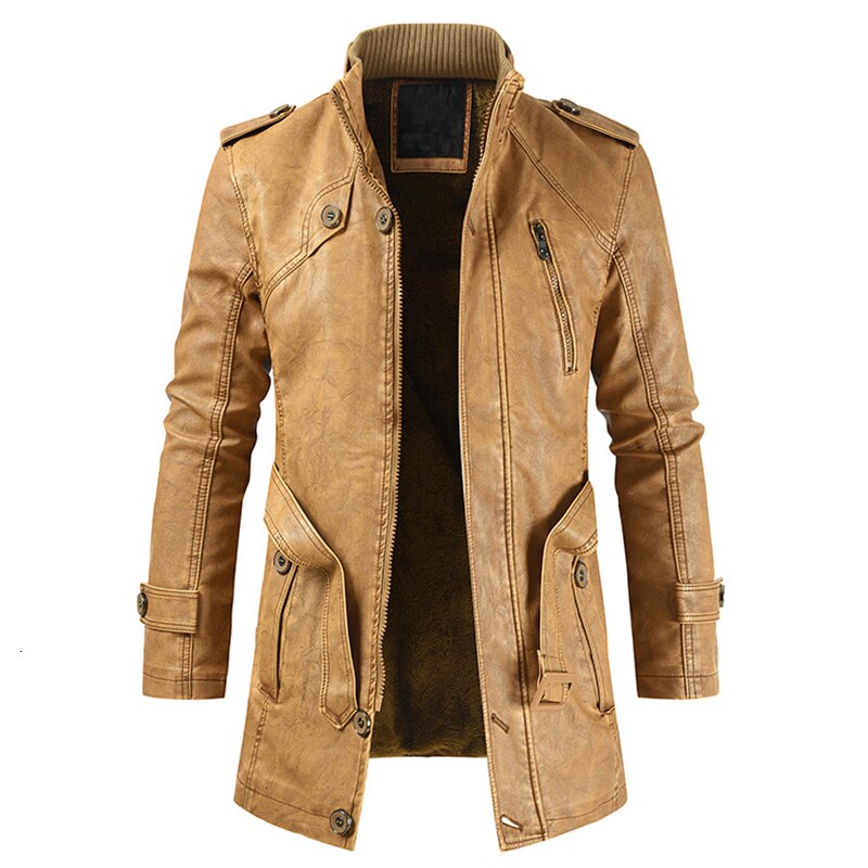 Slim-Fit Cold-Proof Leather Jacket for Men