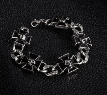 Men's Vintage Punk Alloy Drop Oil Cross Bracelet