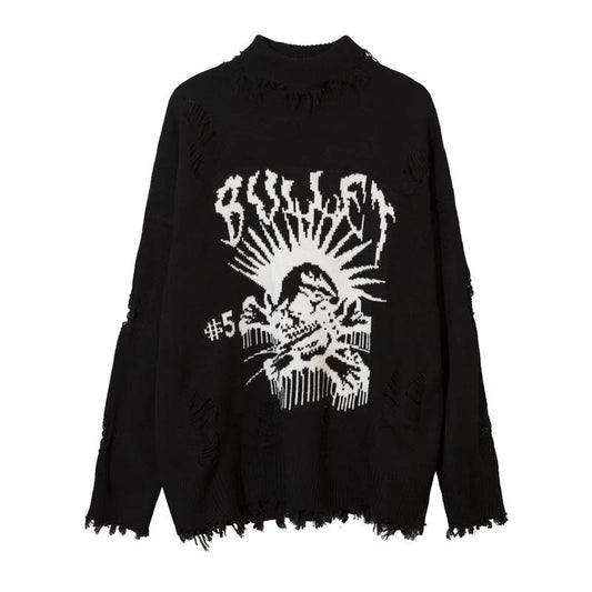 Camisola Jacquard Masculina com Design Street Tide Escuro