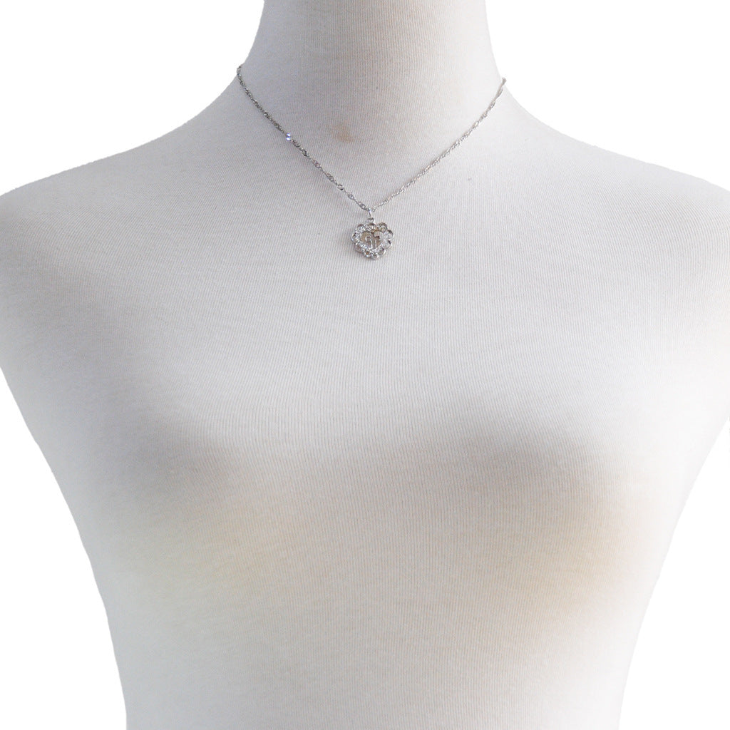 Vintage Minimalist Heart Cross Pendant Necklace