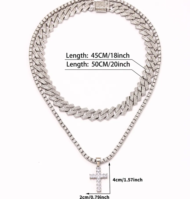 Zircon cross pendant necklace