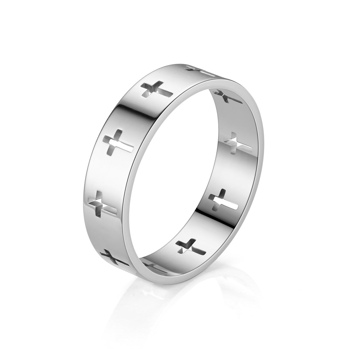 Classic Hollow Cross Stainless Steel Ring for Daily Wear