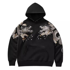 Men's Hoodie with Chinese Phoenix Embroidery Design