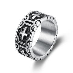 Men's Vintage Creative Cross Ring in Titanium Steel