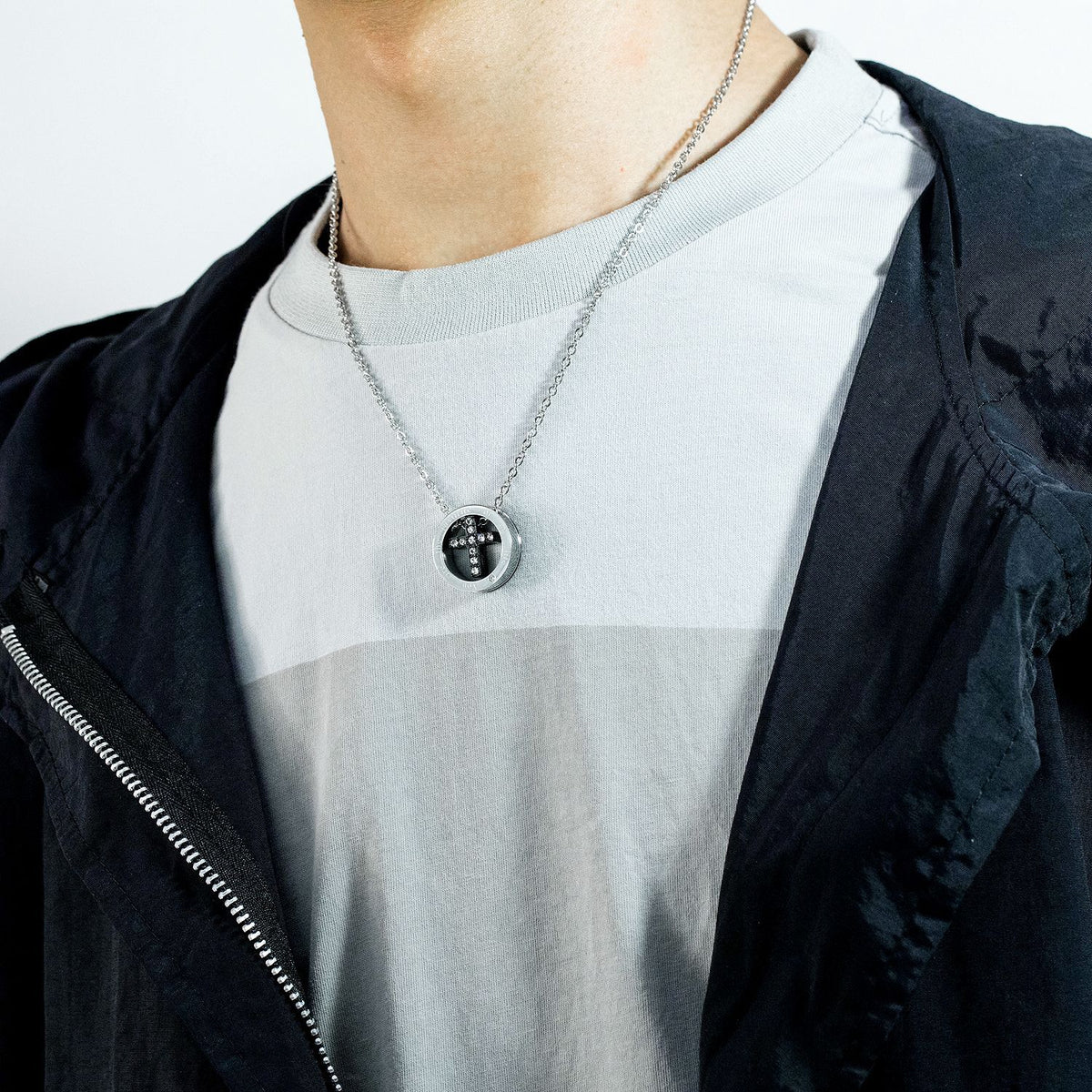 Stylish Titanium Steel Couple Necklace with Cross Pendant