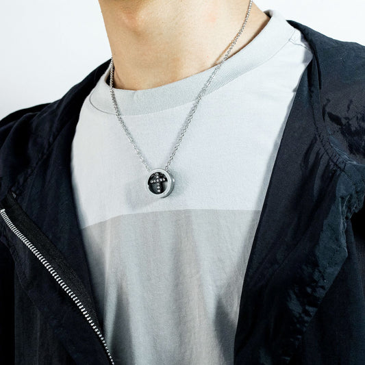 Titanium steel couple necklace with cross pendant