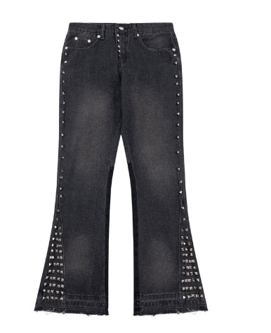 Cashew Flower Patchwork Washed Jeans for Men