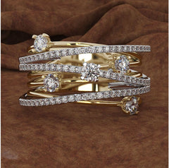 Micro-Inlaid Zircon Cross Color Separation Ring