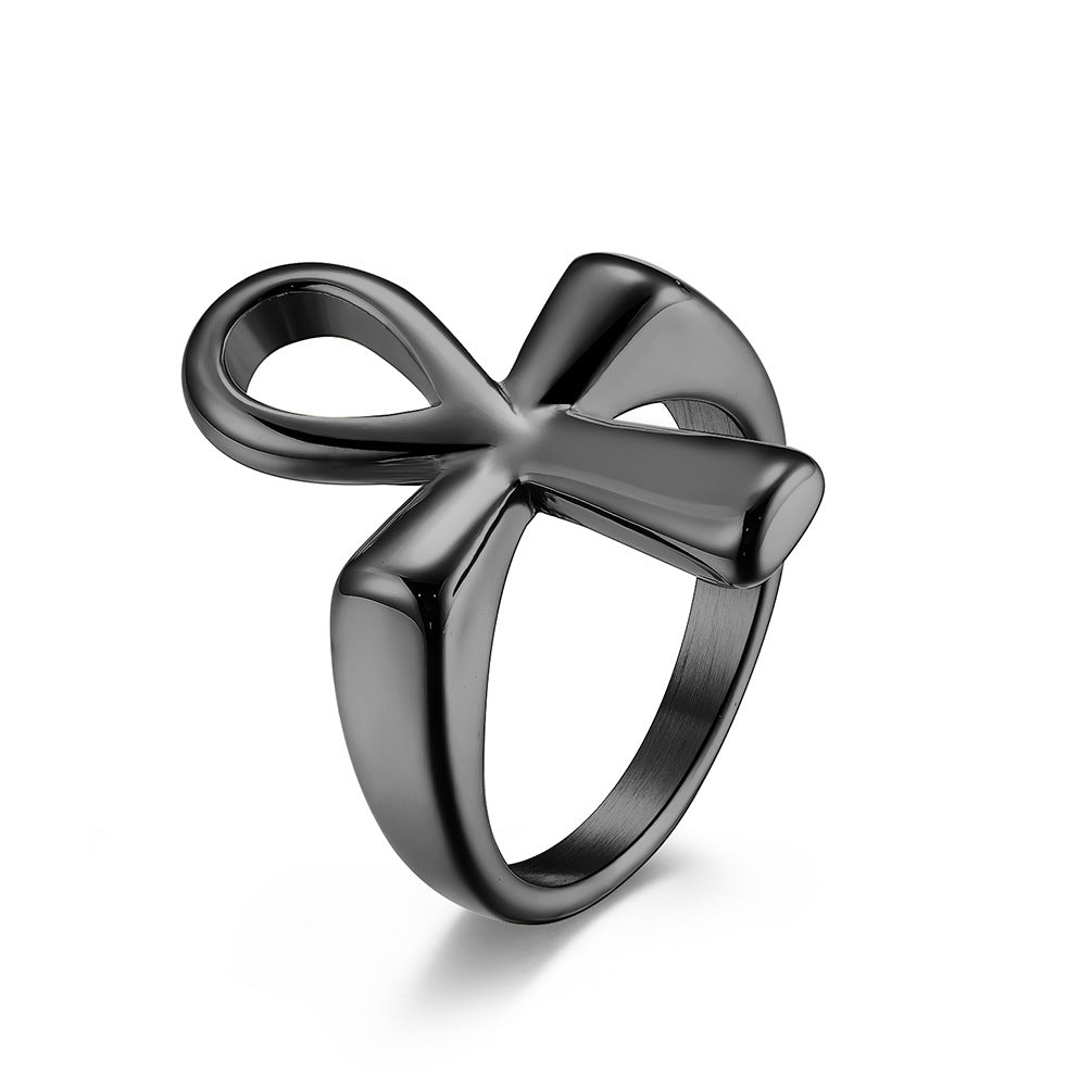 Egyptian Ankh Cross Stainless Steel Ring for Men