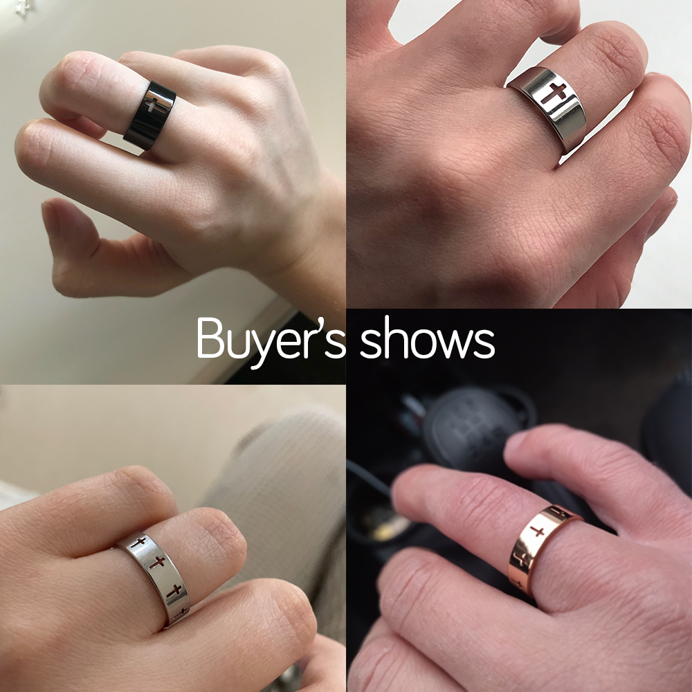 Classic Hollow Cross Stainless Steel Ring for Daily Wear