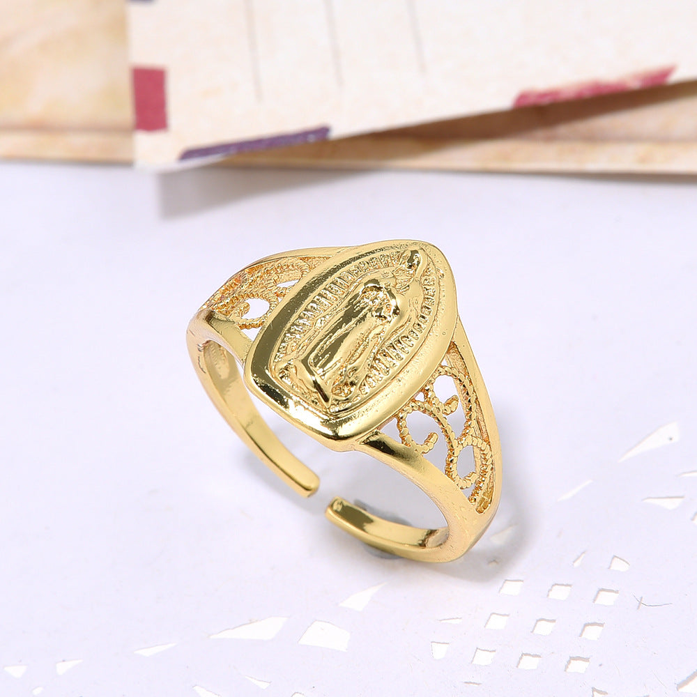 18K Gold Copper Plated Ring with Micro Zircon