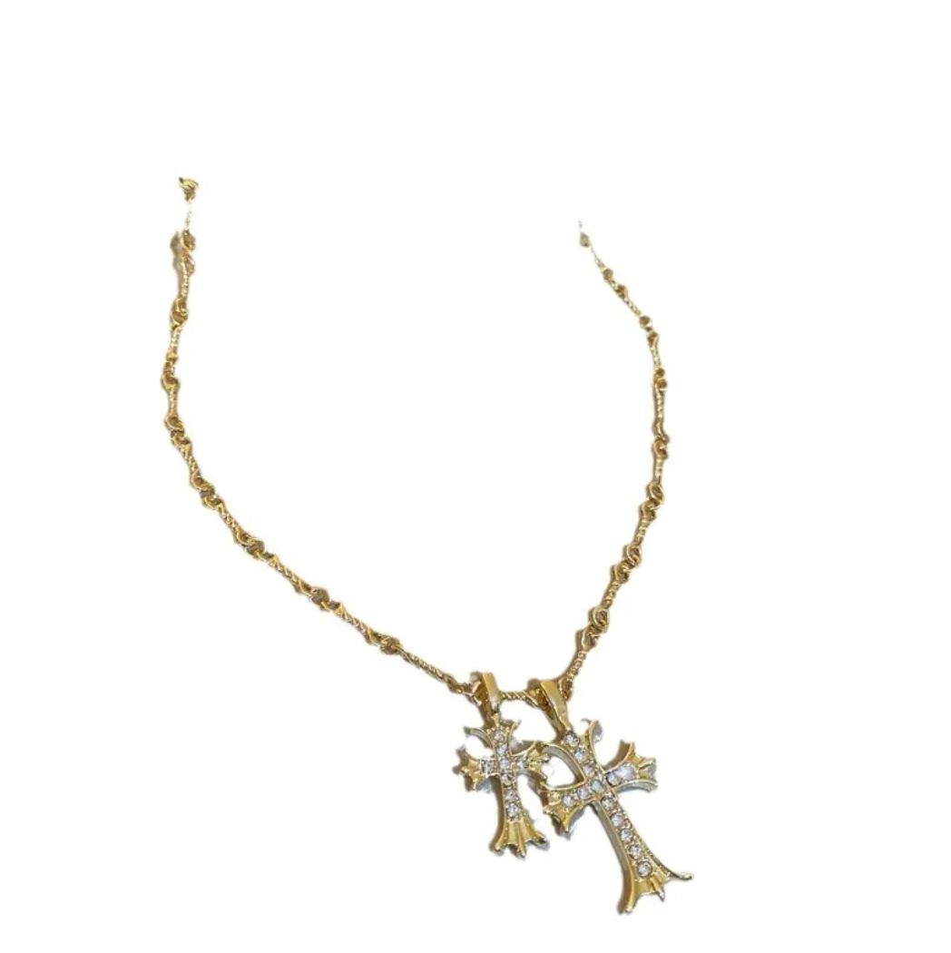 Cross pendant sweater necklace