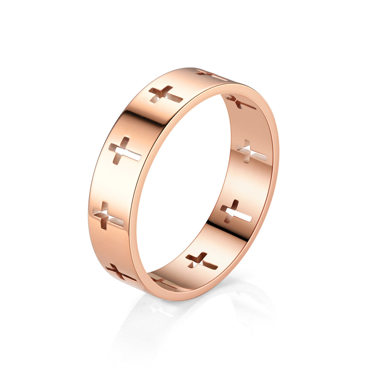 Classic Hollow Cross Stainless Steel Ring for Daily Wear
