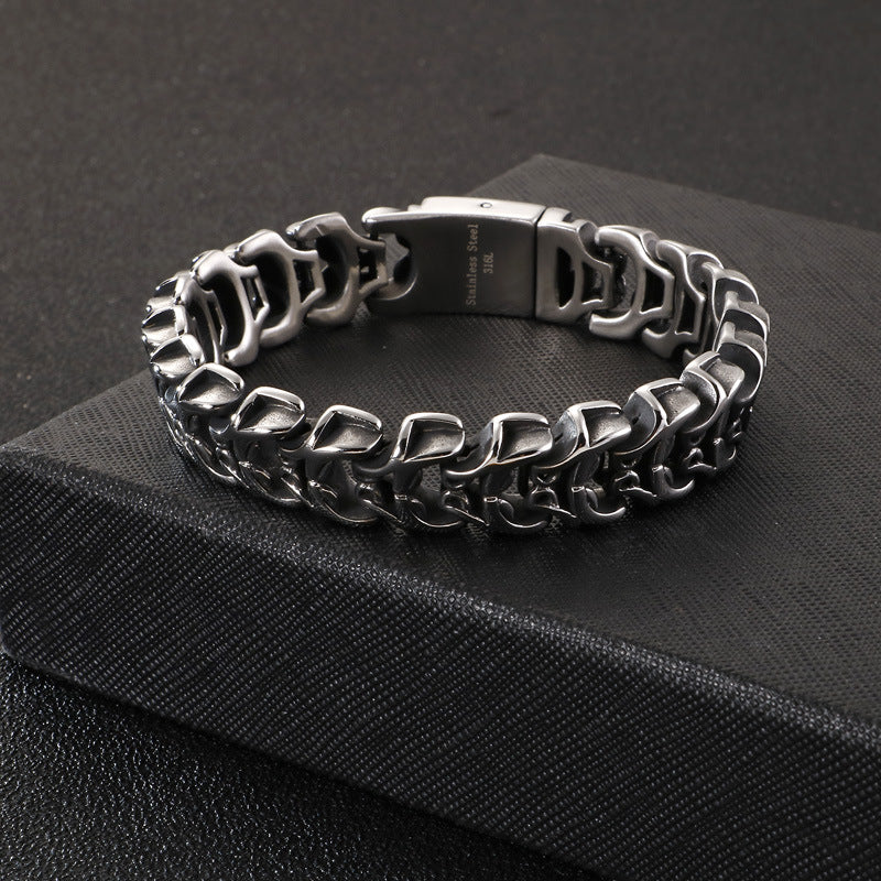 Punk Skull Titanium Steel Men's Bracelet - Wholesale
