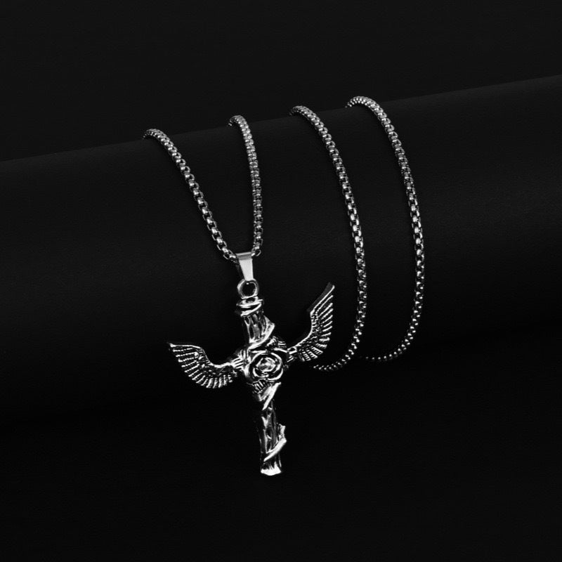 Colar de Diamantes com Cruz Retrô para Homem