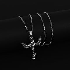 Retro Cross Pendant Diamond Necklace for Men