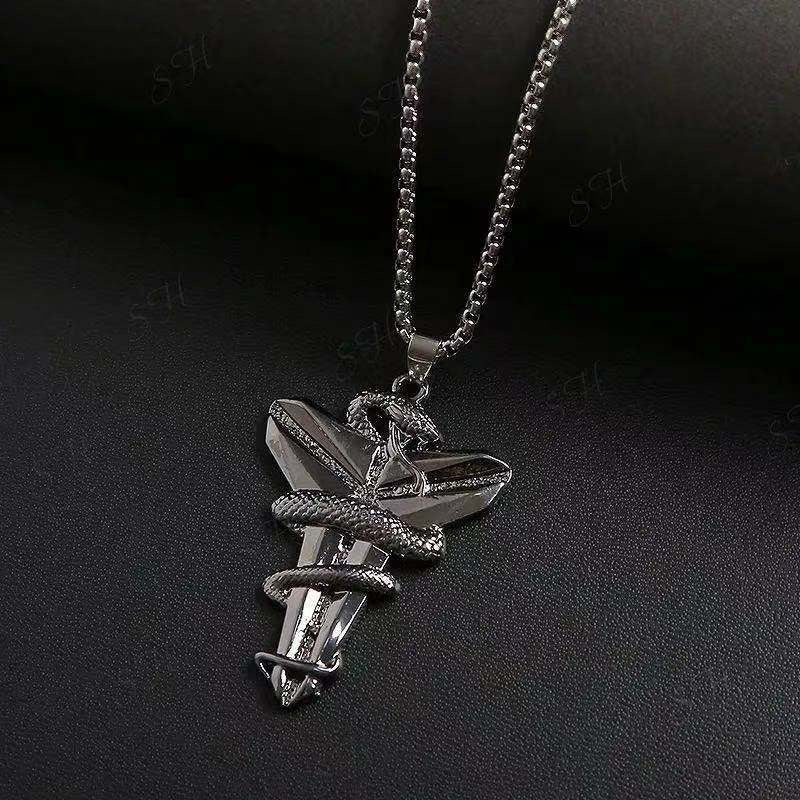 Retro cross pendant necklace with diamonds