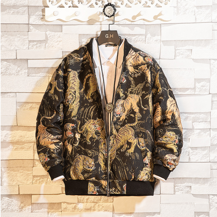 Men's Tiger Embroidered Jacket - Chinese Style Baseball