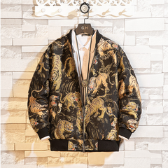 Men's Dragon Embroidered Jacket - Chinese Style Baseball
