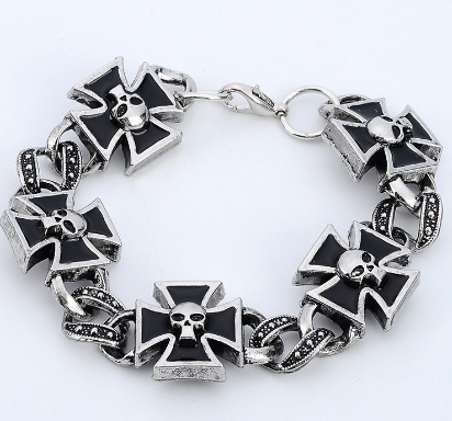 Men's Vintage Punk Alloy Drop Oil Cross Bracelet
