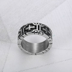 Men's Vintage Creative Cross Ring in Titanium Steel
