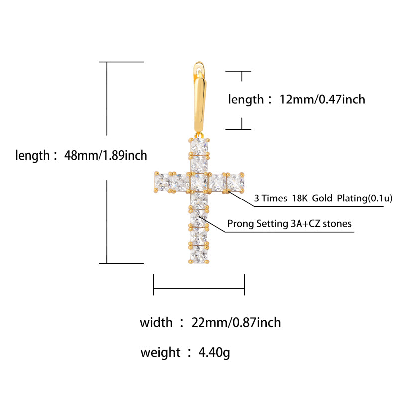 Square zircon cross earrings