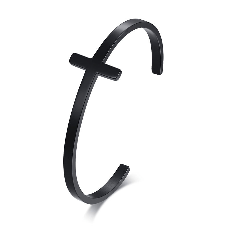 Stainless Steel Cross Bracelet with Bare Body Design