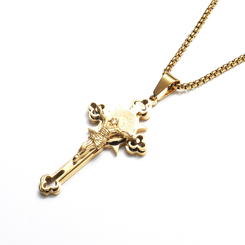 New Retro Cross Pendant Necklace for Men in Titanium Steel