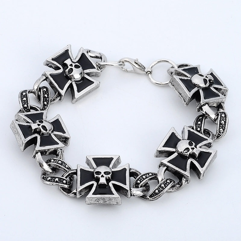 Men's Vintage Punk Alloy Drop Oil Cross Bracelet