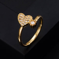 Copper-Plated Gold Geometric Zircon Ring for Women