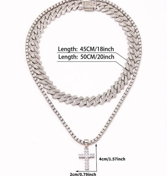 Zircon Cross Pendant Necklace