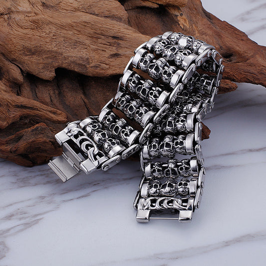 Punk style titanium steel skull bracelet