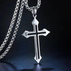 Retro Cross Pendant Diamond Necklace for Men