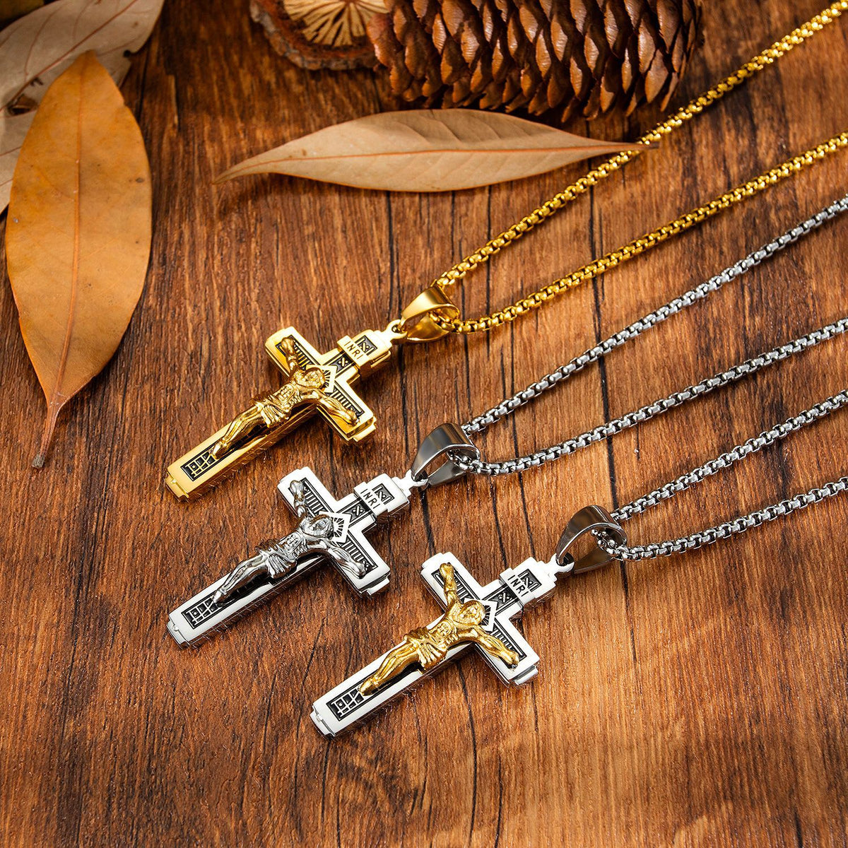 Titanium steel cross necklace, hip hop style