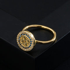 Rotatable Copper-plated Gold Zircon Ring for Women