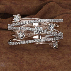 Micro-Inlaid Zircon Cross Color Separation Ring