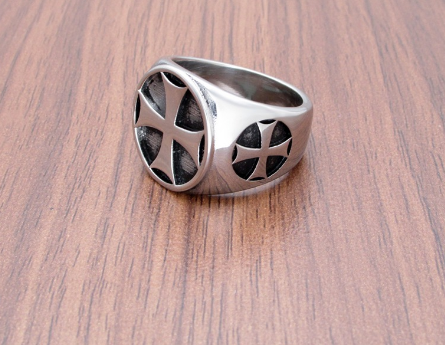 Retro Titanium Steel Cross Ring for Men's Punk Fashion