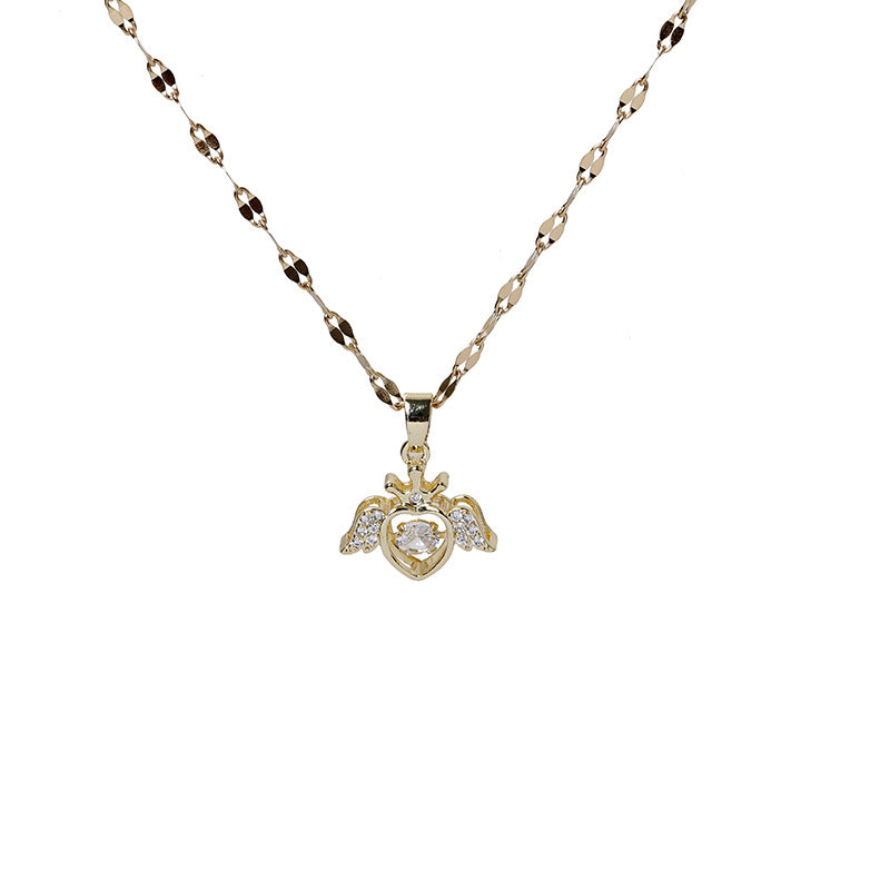 Korean Style Sweet Angel Wings Titanium Steel Necklace